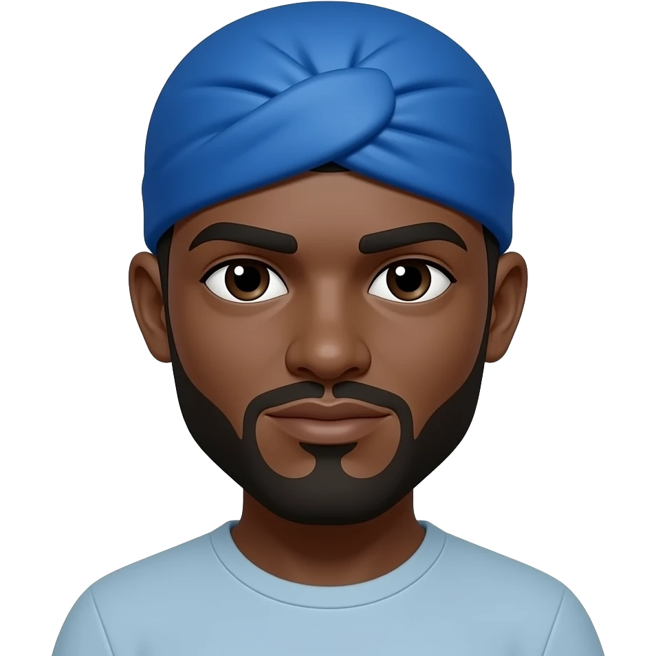 Brown skin man with blue Durag emoji