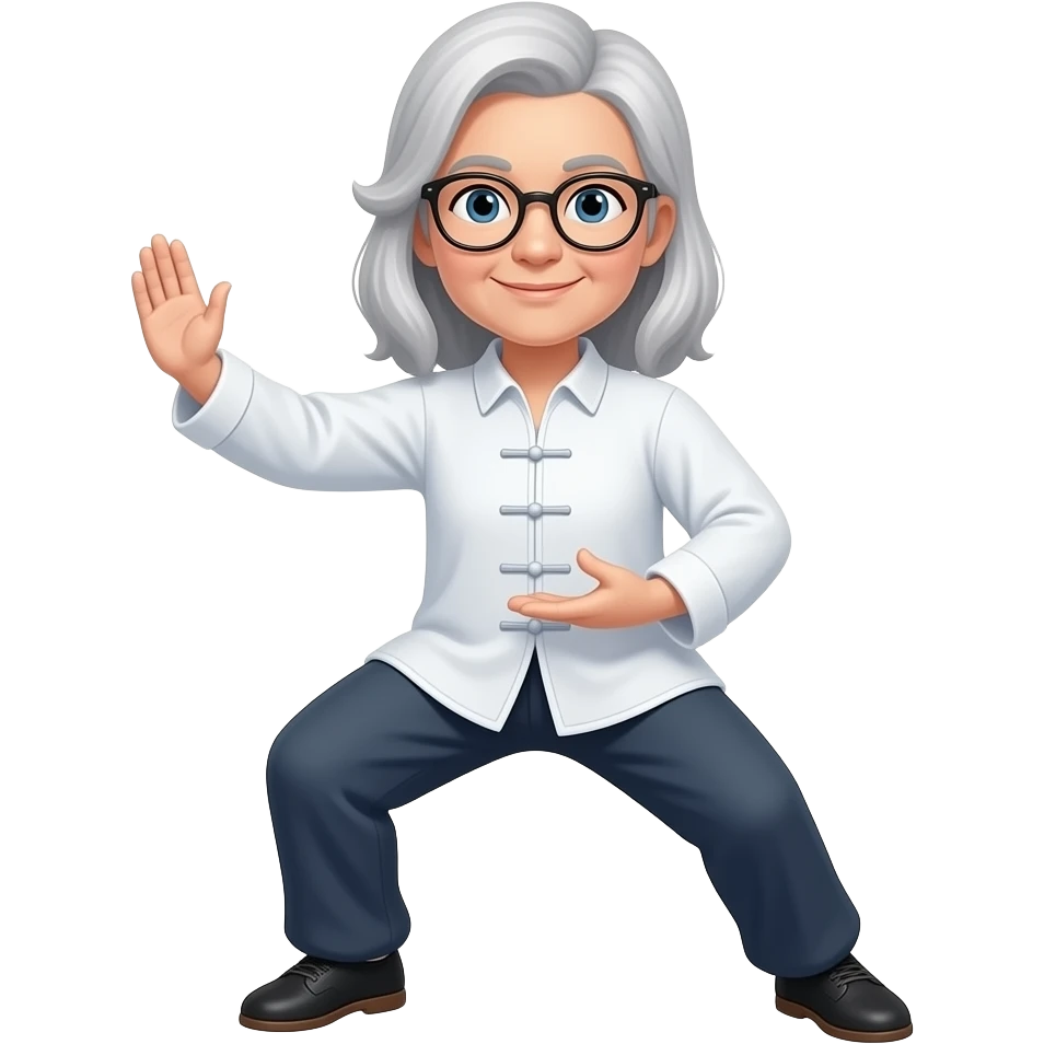 Taichi young old women glasses medium long light gray hair emoji
