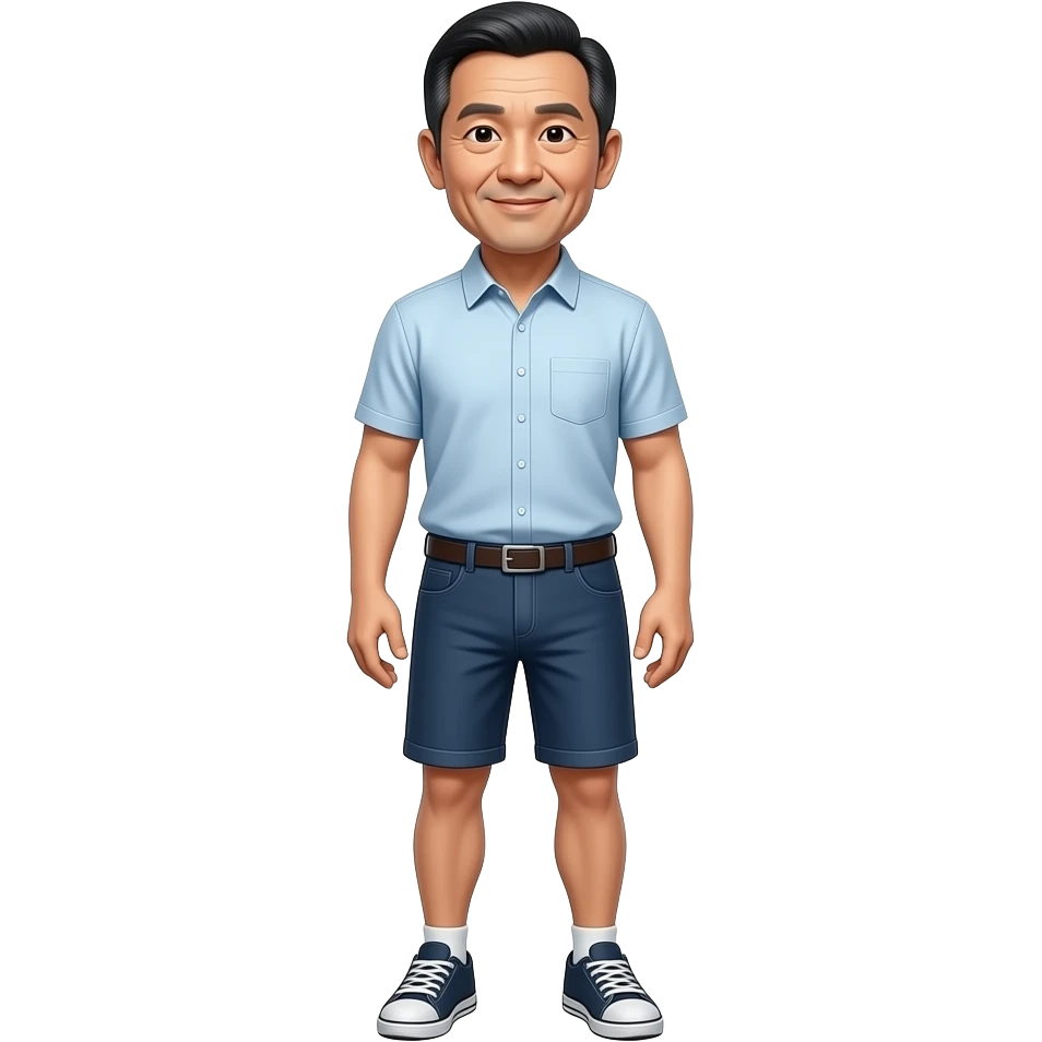 Middle aged skinny Asian man full height emoji