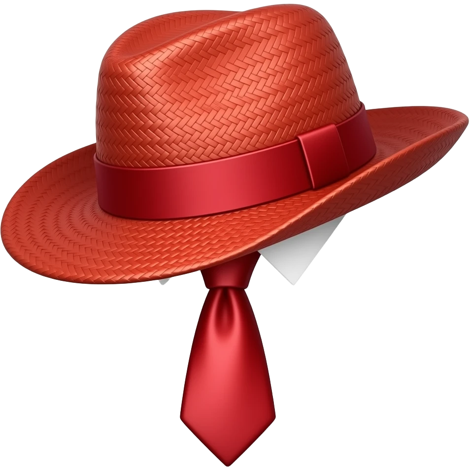 Red straw hat with red tie emoji