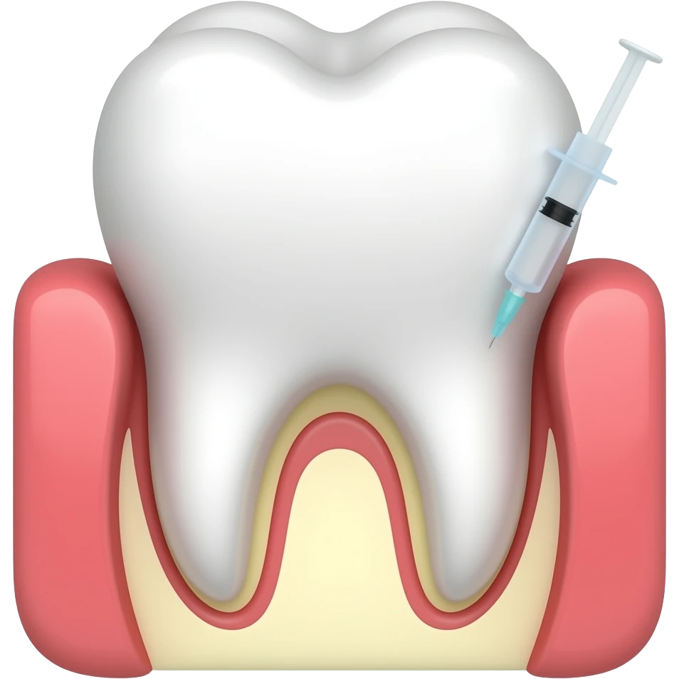realistic tooth with gum and pump emoji