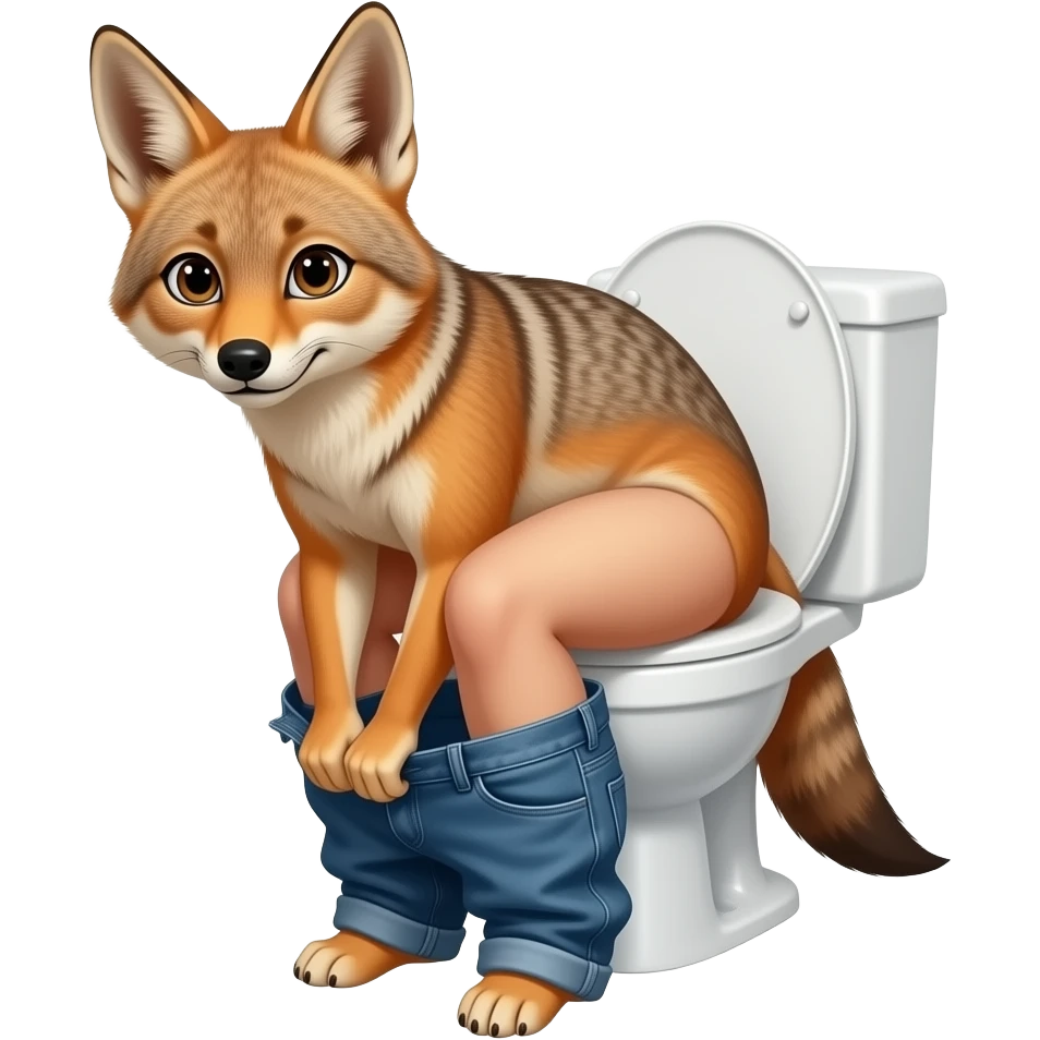 Female jackel furry woman person on toilet pants down emoji