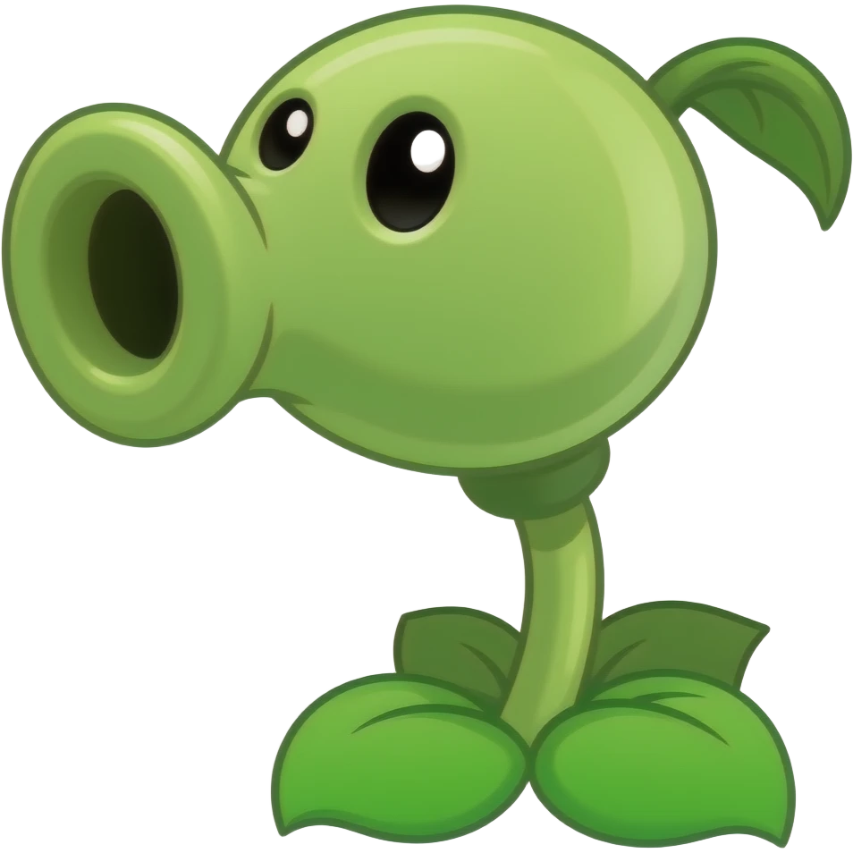 Crea un lanzaguisantes de el juego plantas contra zombies con cuerpo completo con estilo Microsoft emoji