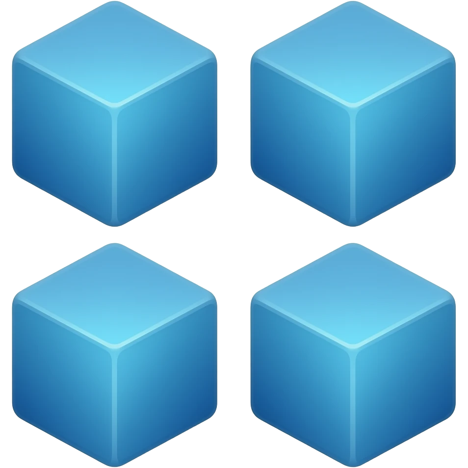 é uma representação minimalista de quatro quadrados planos azuis em perspectiva emoji