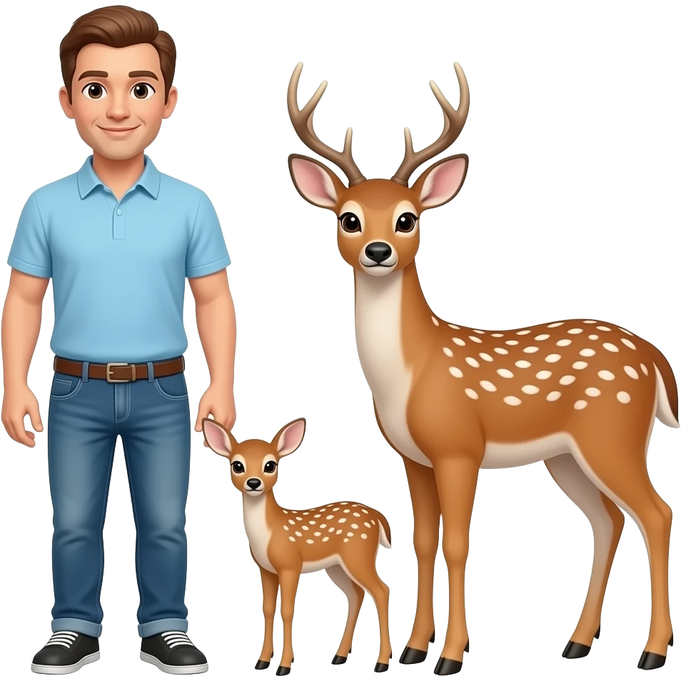Deer dad and deer mom and fawn emoji