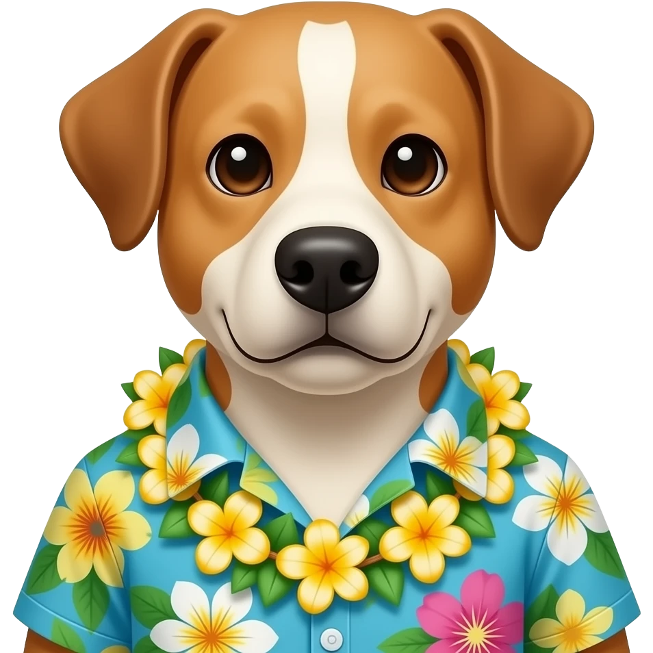 bust shots of a dog in hawaiian shirt emoji