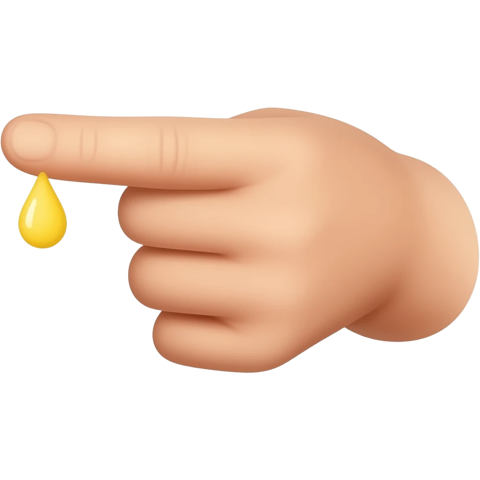 검지 손가락 아래에 완두콩만한 레몬색 크림이 짜여진 옆모습 emoji
