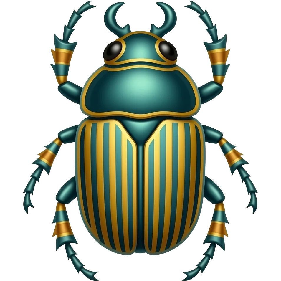 generate a colored 2-d image of egyptian hieroglyph with scarab emoji