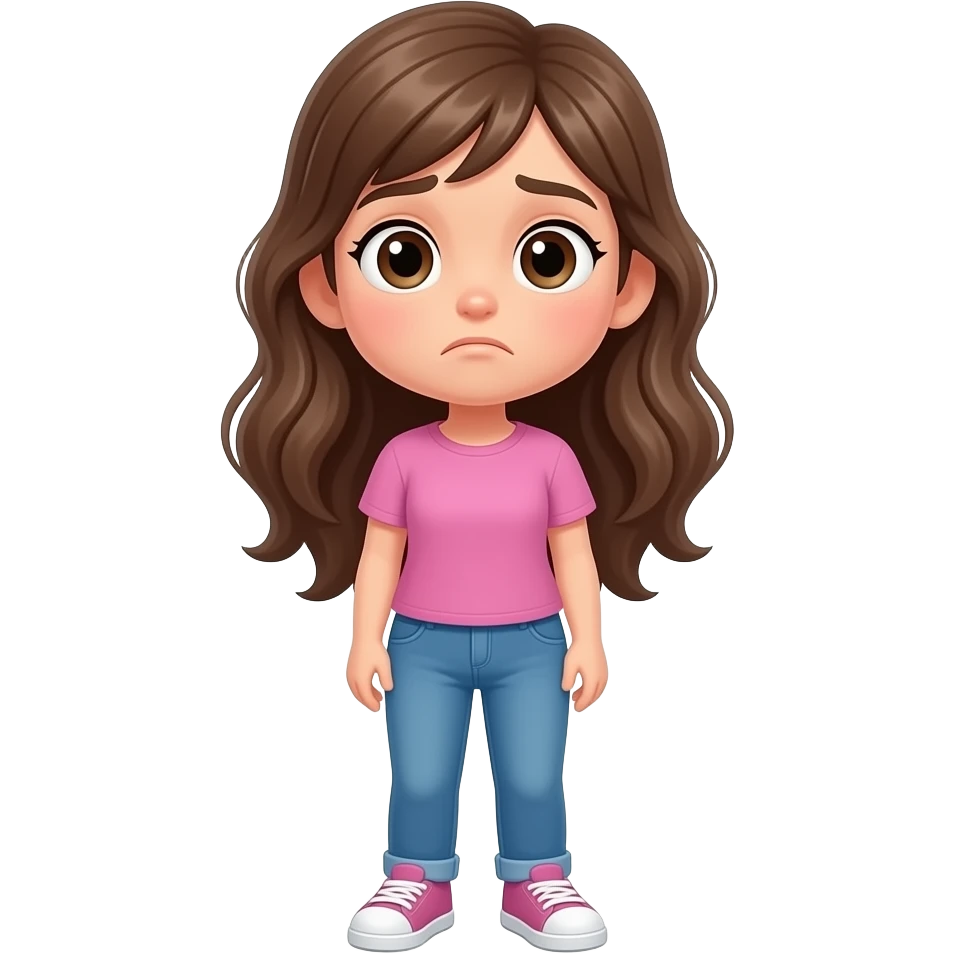 teen girl confused stand up long hair full body emoji