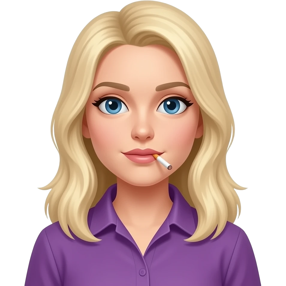 a women in a purple shirt she’s blonde and she’s smoking emoji
