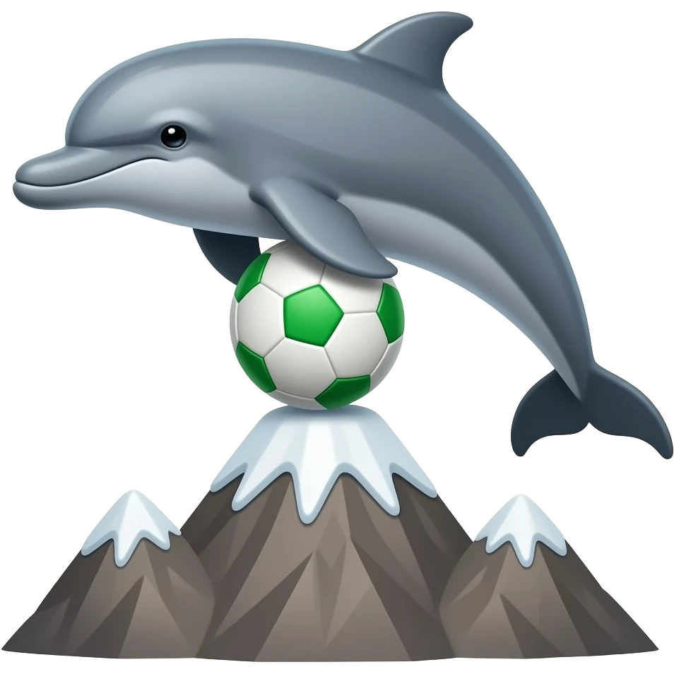 dolphin with soccerball in mount emoji