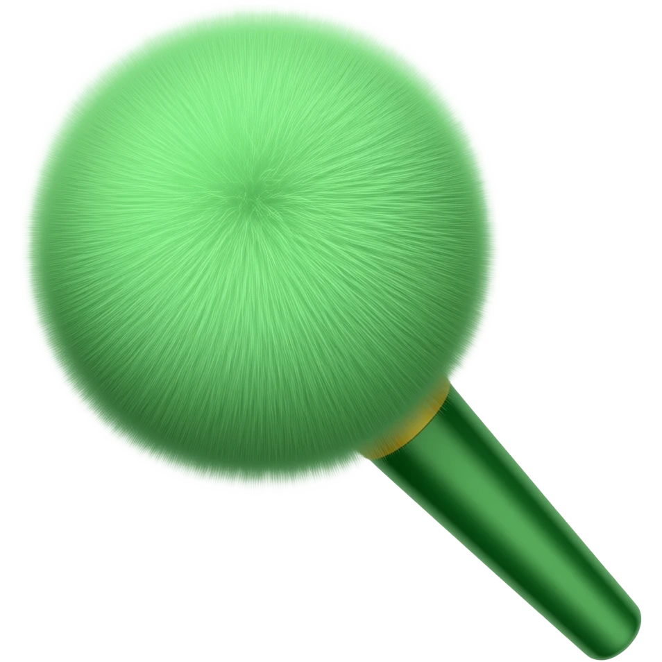neon green fluffy microphone with stick emoji