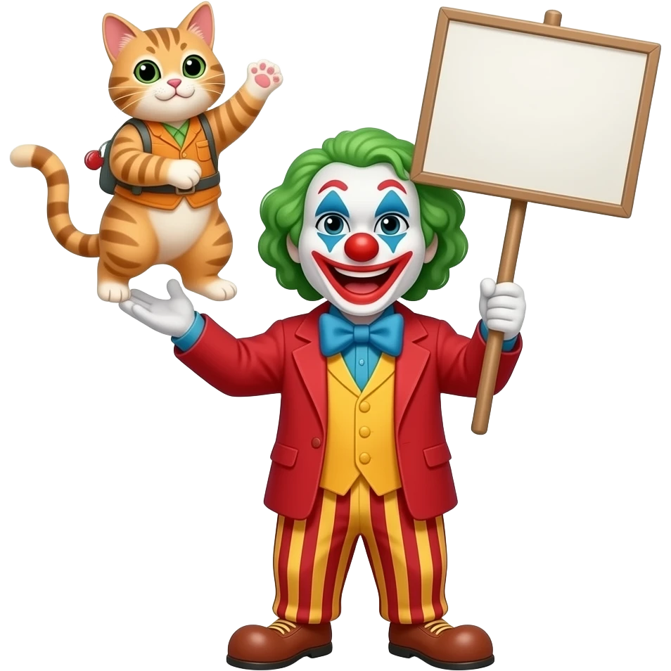 клоун подкидывает кота с табличкой не интересно emoji
