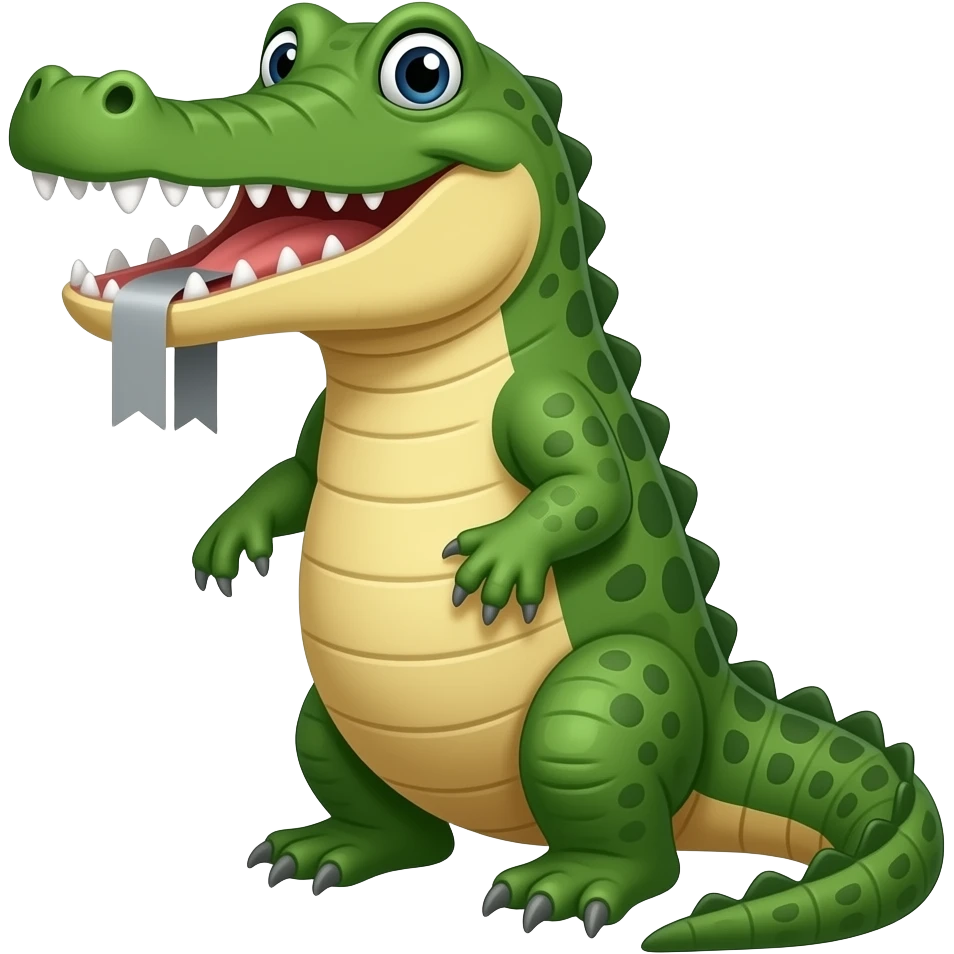 Aligator with tape in mouth emoji