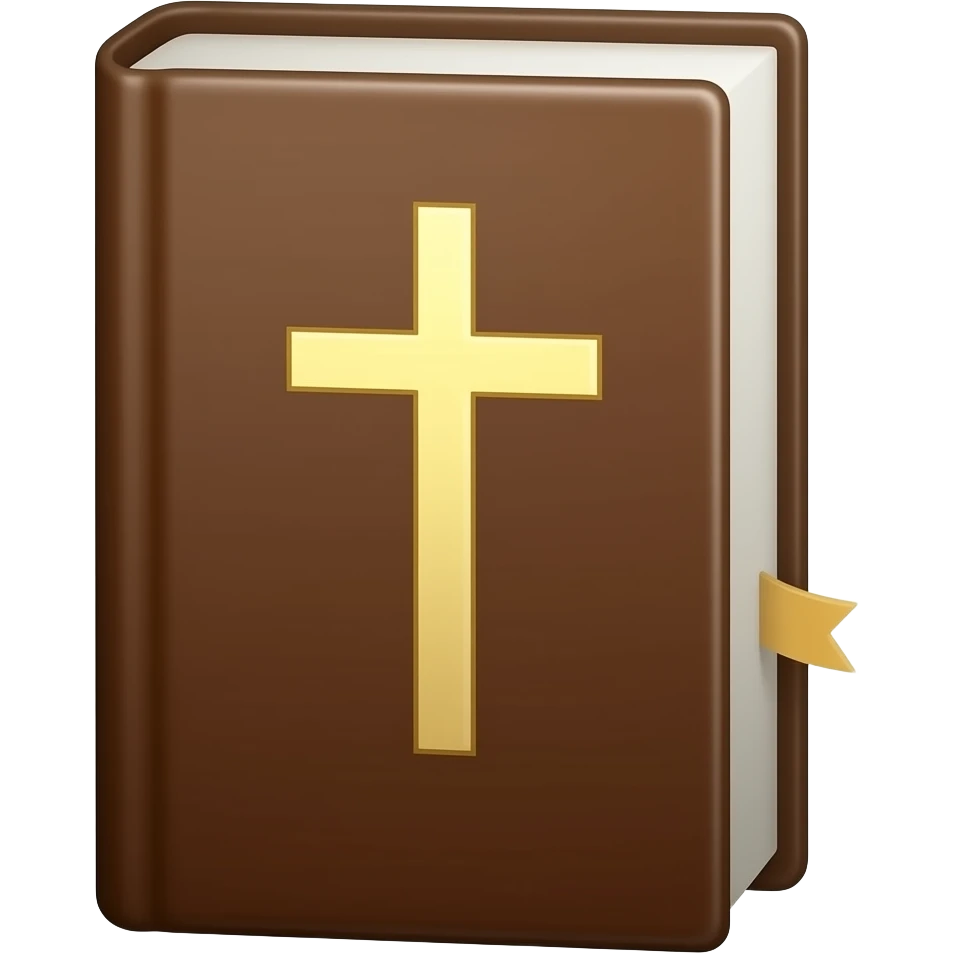 a front perspective brown cover bible with a Christian cross on it. emoji