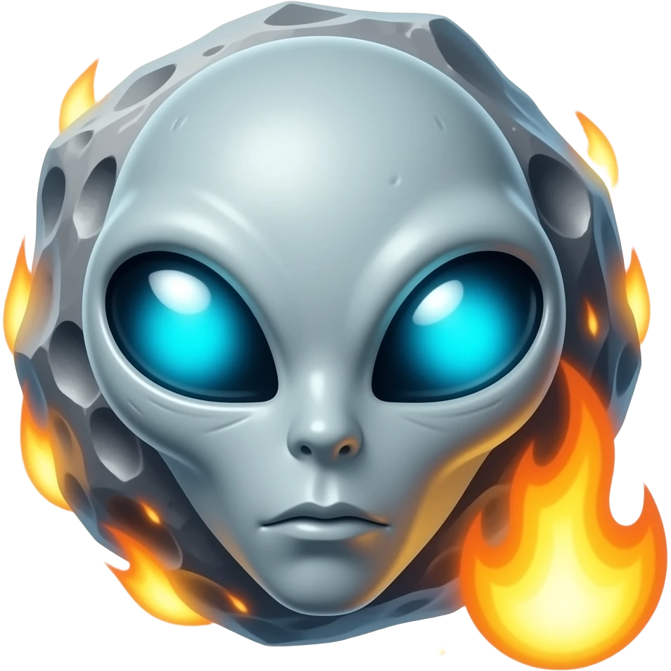 alien face on comete falling fire emoji