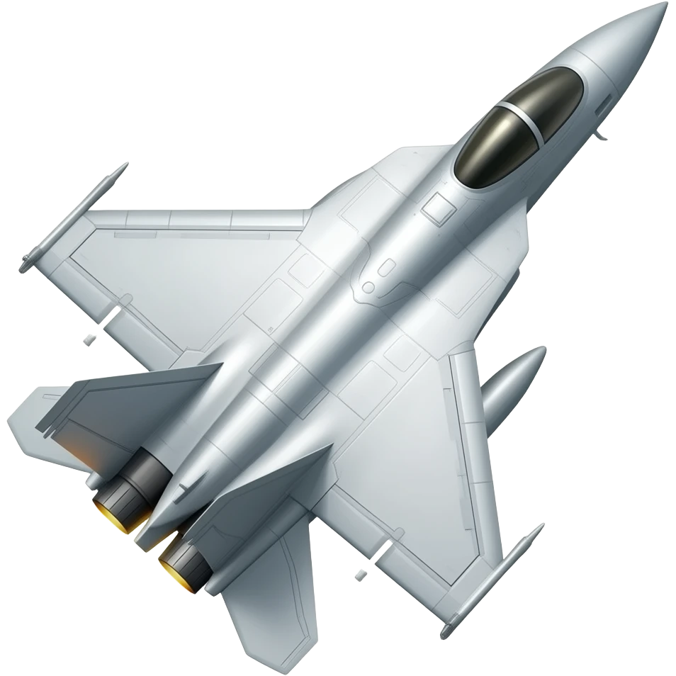 Fighter jet tilted at 60°with flames coming out of its rear end emoji