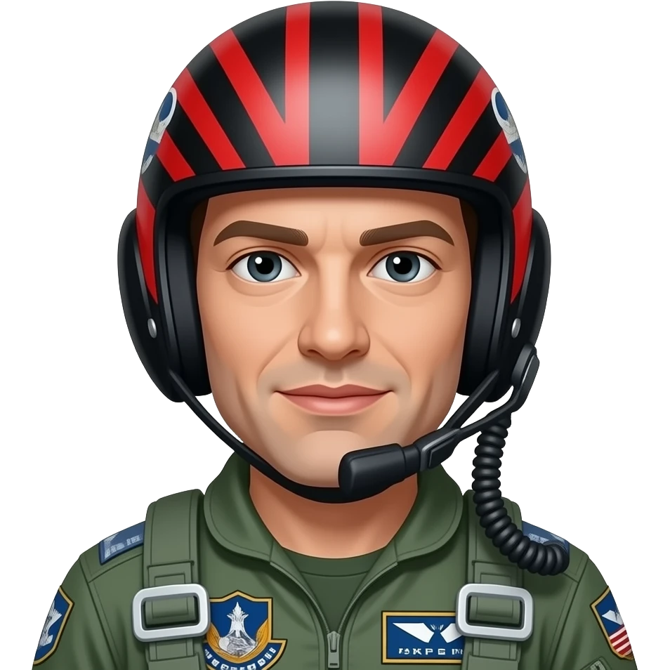 Top Gun pilot with red and black helmet emoji