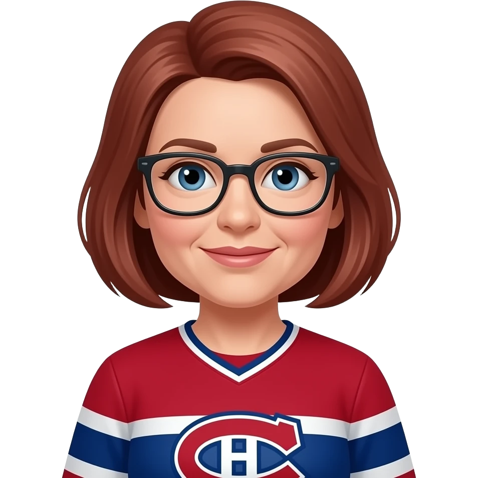 Woman montreal canadiens blue eyes 50 years old short red beiwb haie Glassew emoji