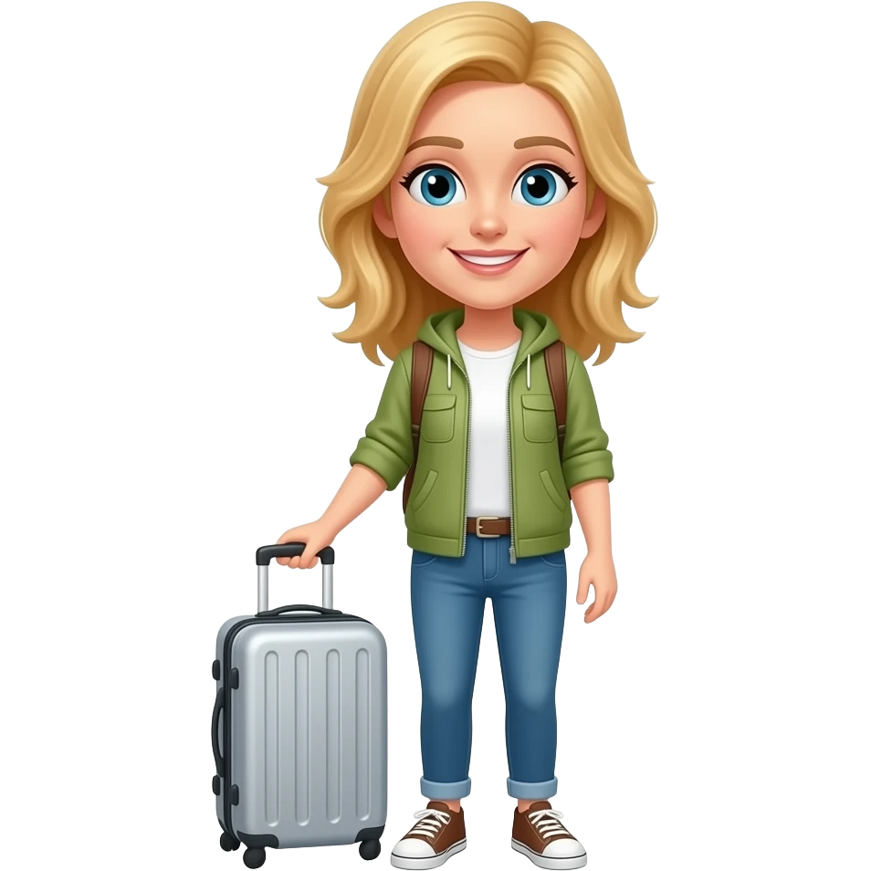 Путешественница блондинка в полный рост emoji
