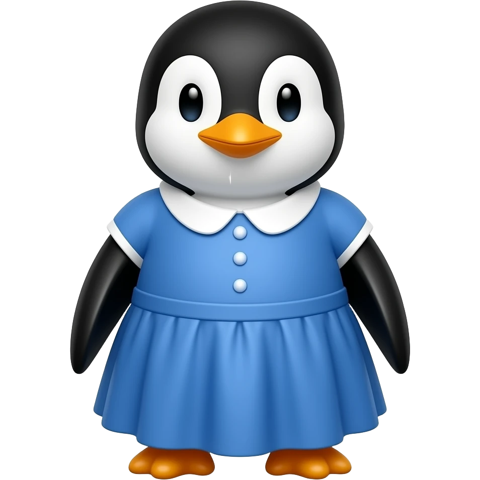 penguin with a blue dress emoji