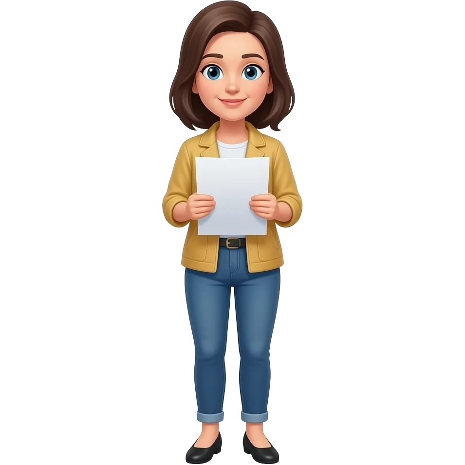 종이를 들고있는 여성. 전신으로 만들어줘 emoji