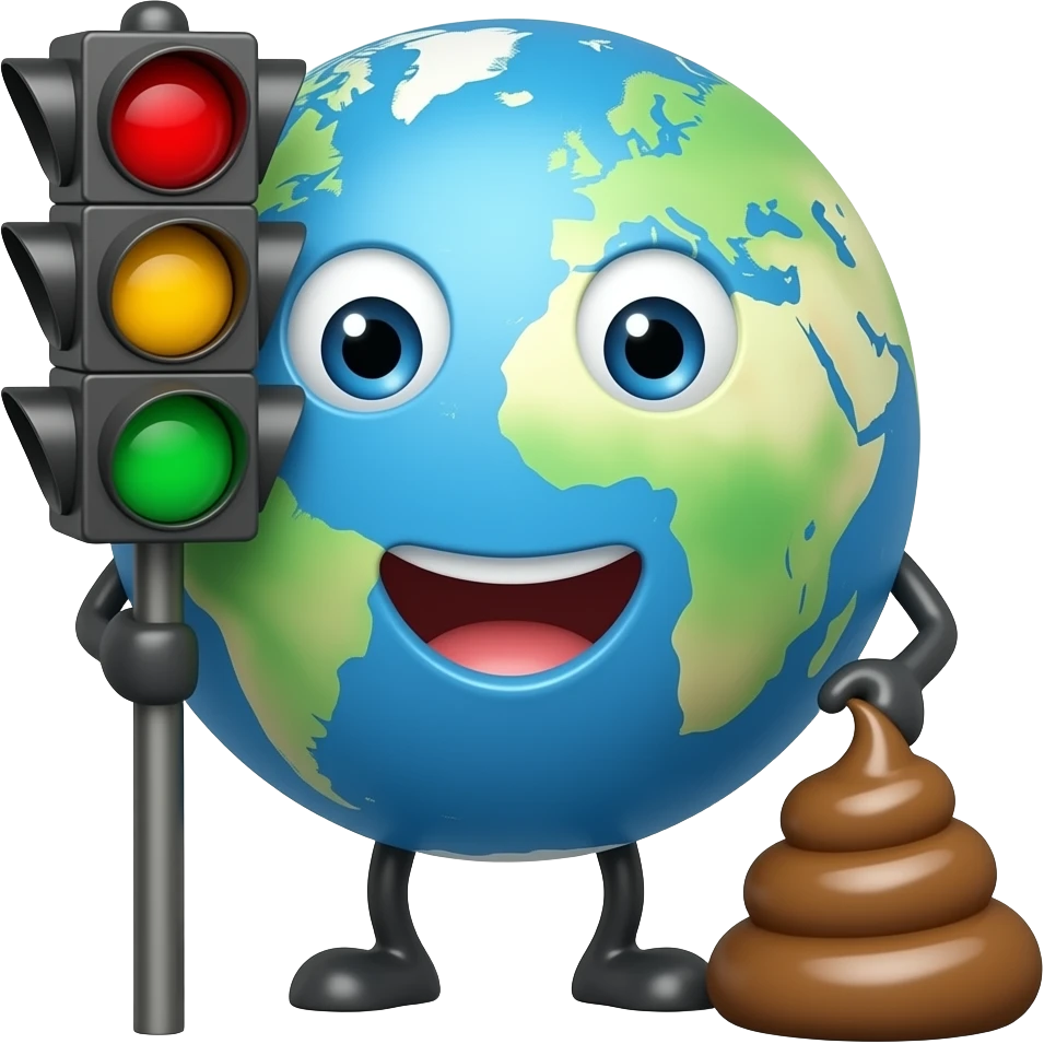 Bir tane trafik lambası dünyayı tutsun ve kaka yesin emoji