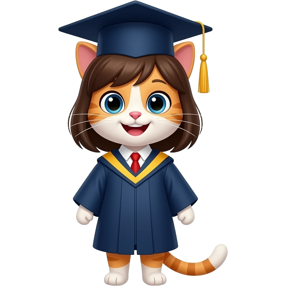 happy girl cat graduation emoji