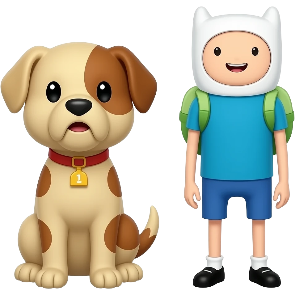 Jake , the dog and fin the human from adventure time emoji | AI Emoji ...