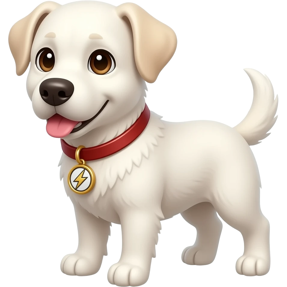 a creamy white dog with a flash logo locket emoji