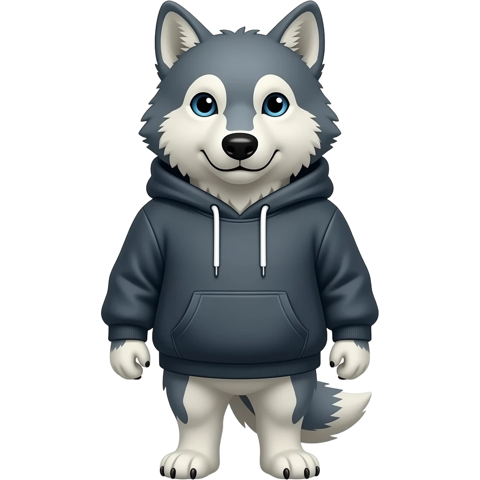 Wolf wearing oversized hoodie emoji