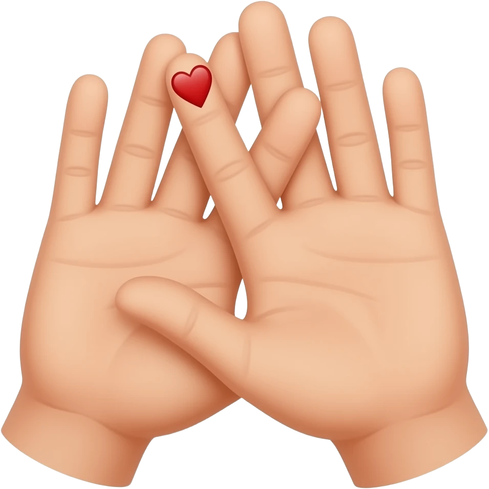 dos manos colocadas una en frente de la otra las palmas para dentro y con los dedos corazon y anular unidos uno encima del otro emoji
