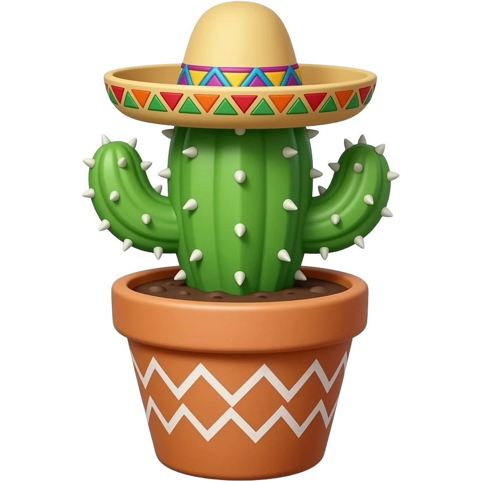 mexican Cactus Pot wearing sombrero emoji