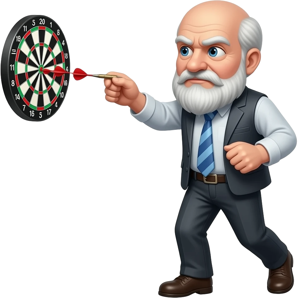 Grumpy old man throwing darts emoji