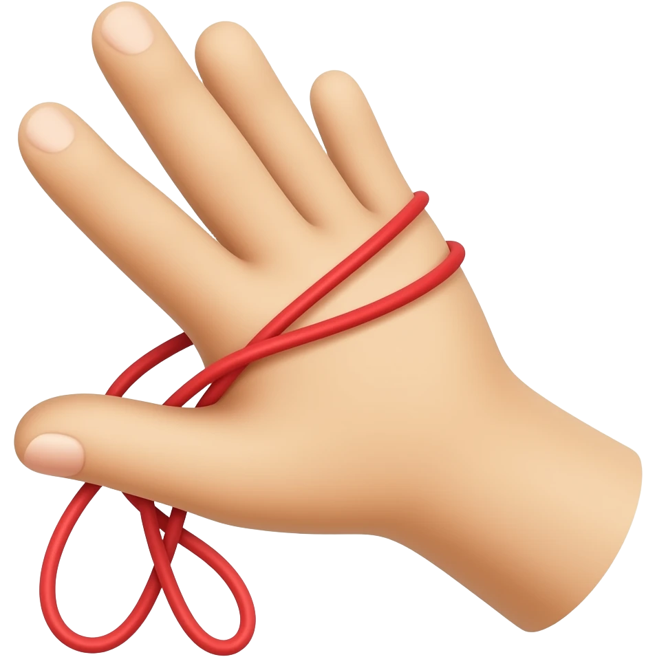 Hand red string theory emoji
