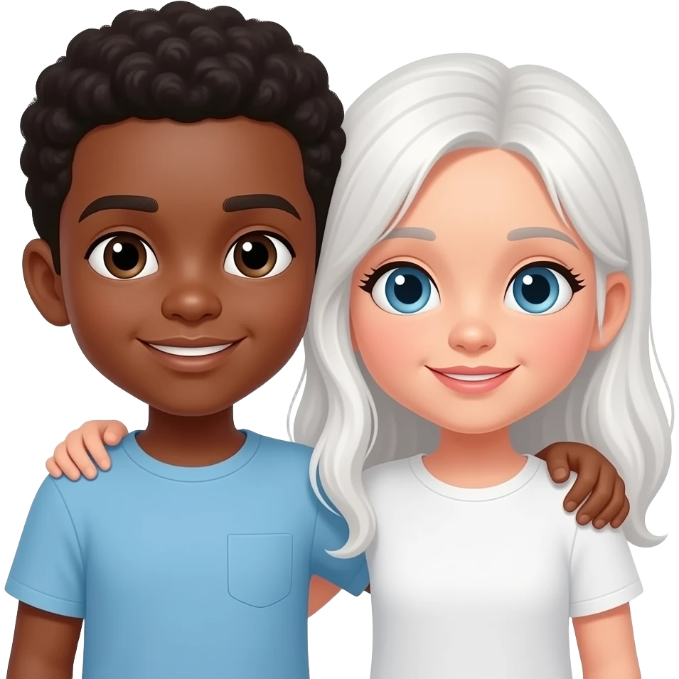 Темнокожий парень и белая девушка ласкают друг друга emoji