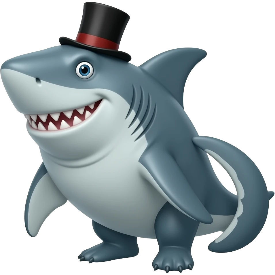 Shark with a top hat emoji