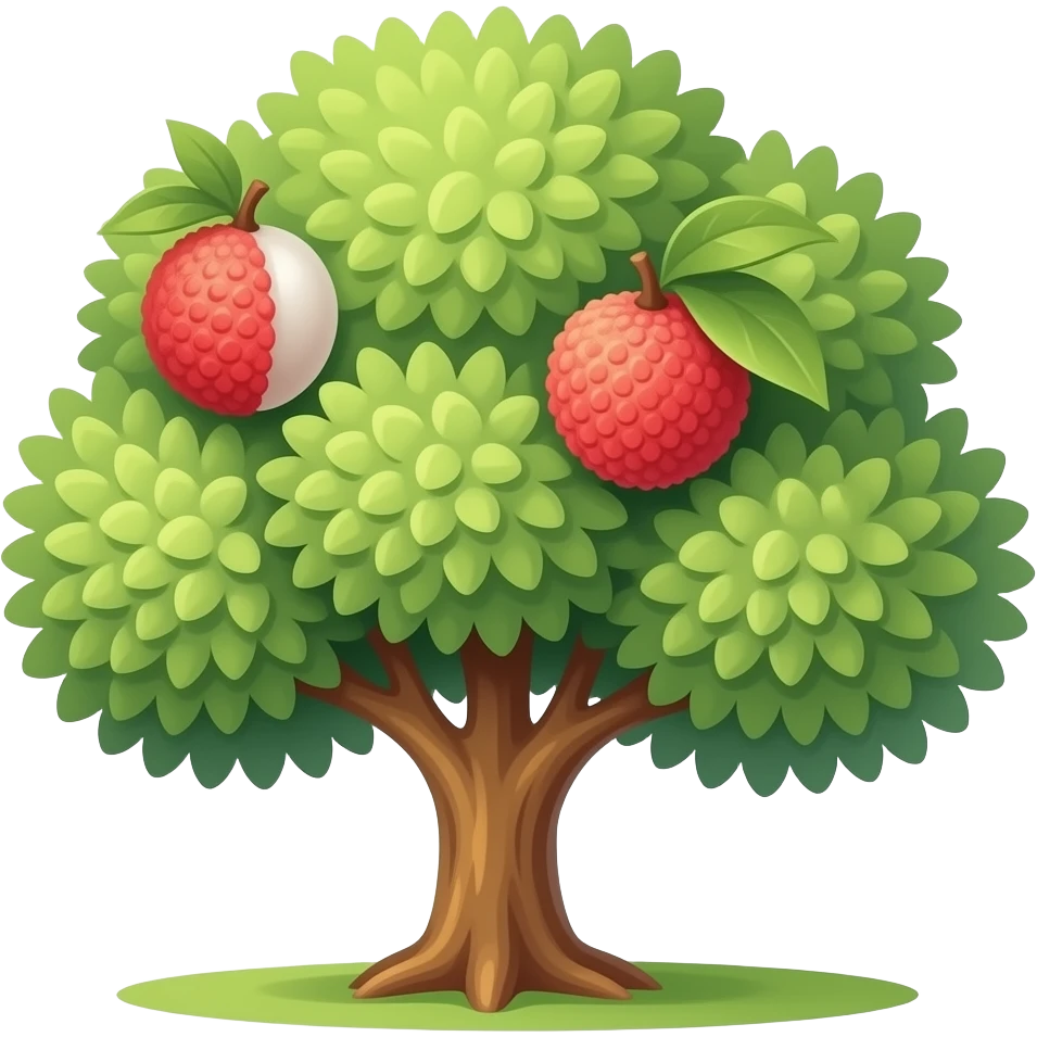 fresh litchi tree and litchi emoji