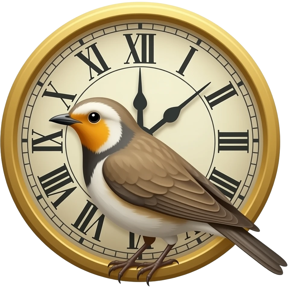 Ancienne horloge avec oiseau emoji