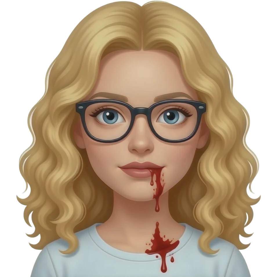 Блондинка с кудряшками белая кожа и с очками кровивая девушка emoji