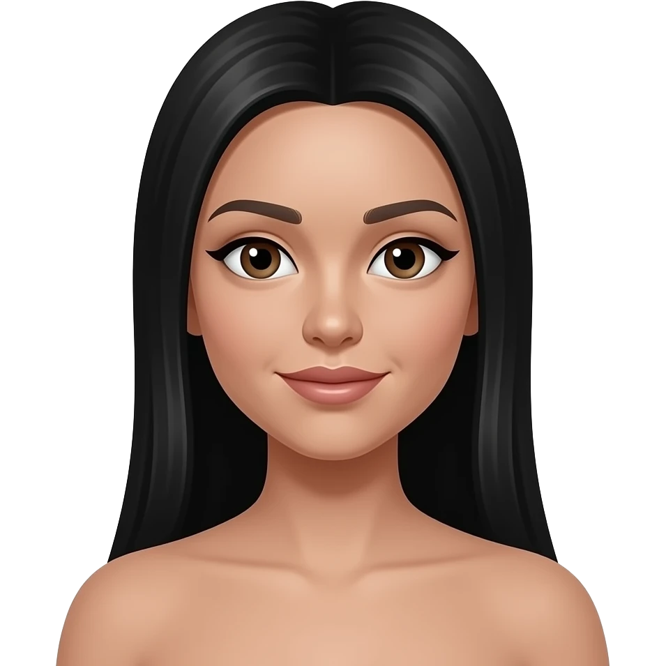 Beyaz tenli kadin siyah uzun düz saç ve bem beyaz bir ten emoji