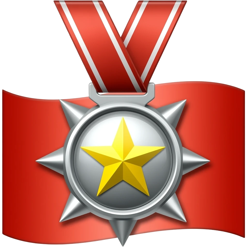 Amigo quiero la banderita roja abajo y una rstrella en la mitad peeo debajo del 4 donde estan las dos espigas nouuu en la medalla debajo era lo rojo emoji