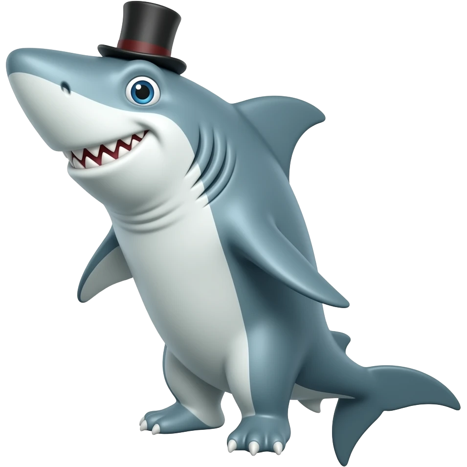 Shark with a top hat emoji