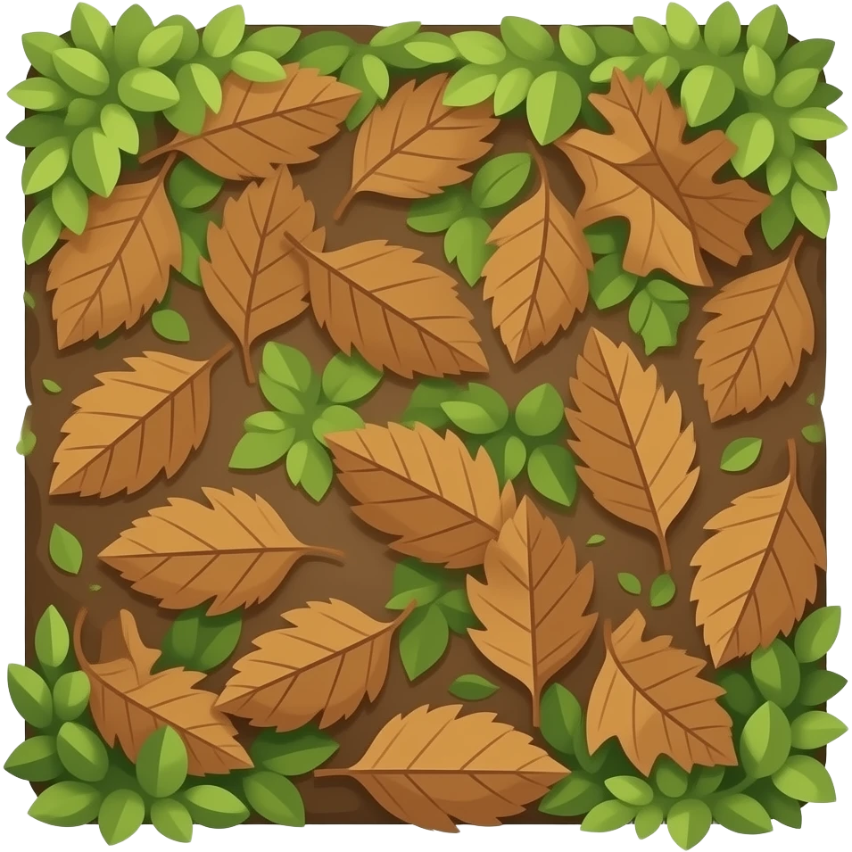 🟩 ground with Brown leaves top down no background emoji