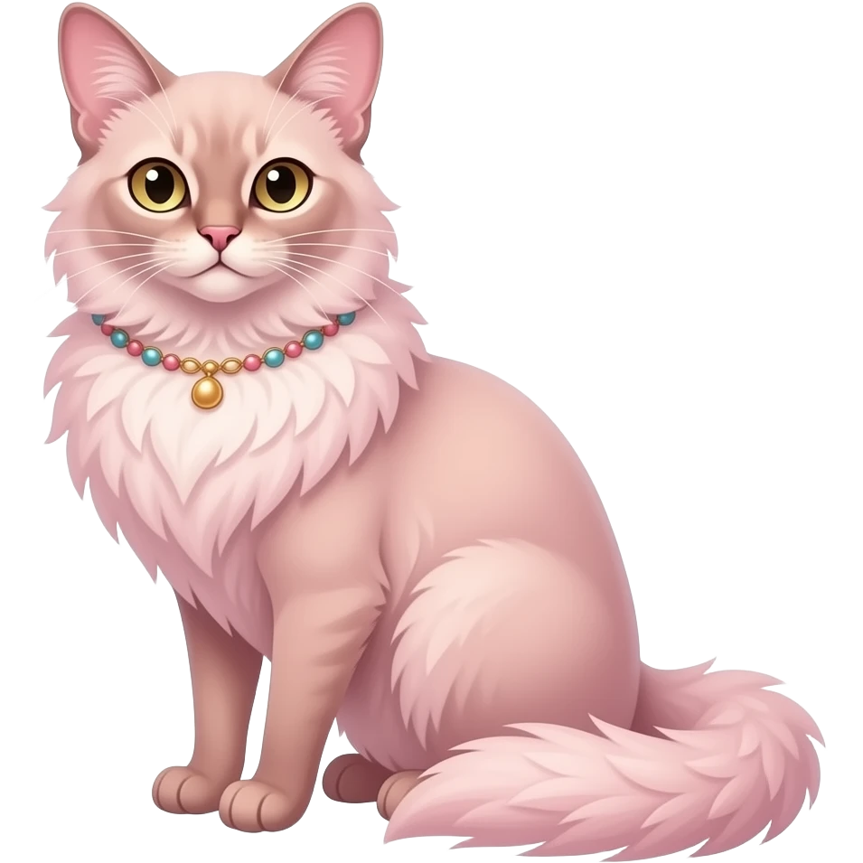 Fuzzy slim oriental feathery long-haired beaded mane cozy rosy aesthetic feathery feminine Rosy beautiful emoji