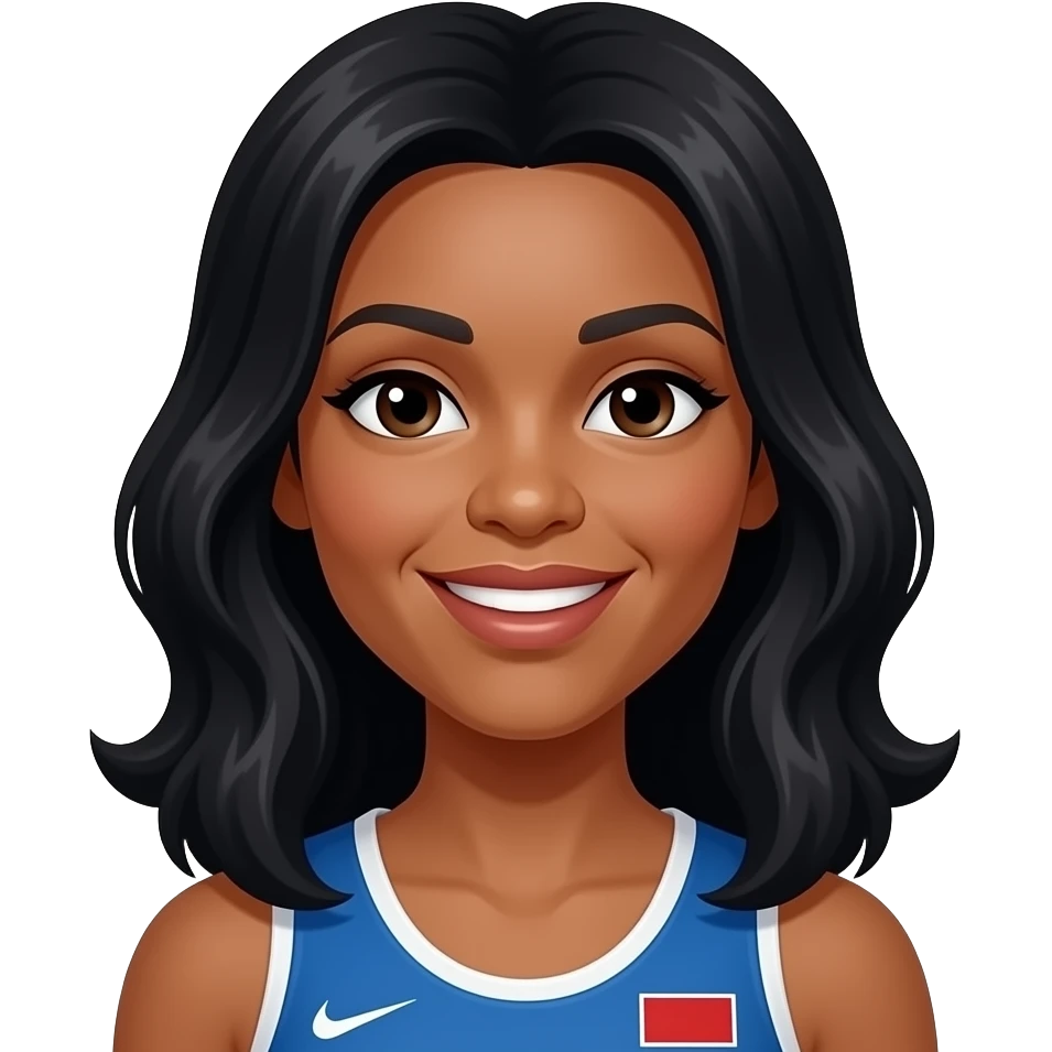 Florence Griffith-Joyner with long black hair emoji