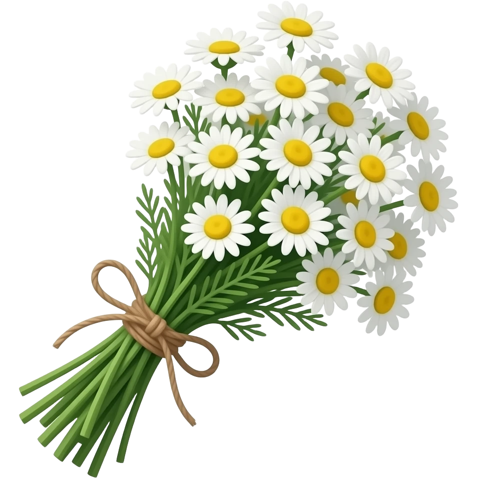 Chamomile flowers tied with long stem emoji