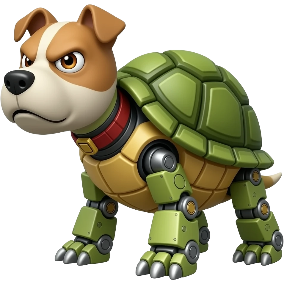 evil evil very evil robot dog turtle with angry eyebrows emoji