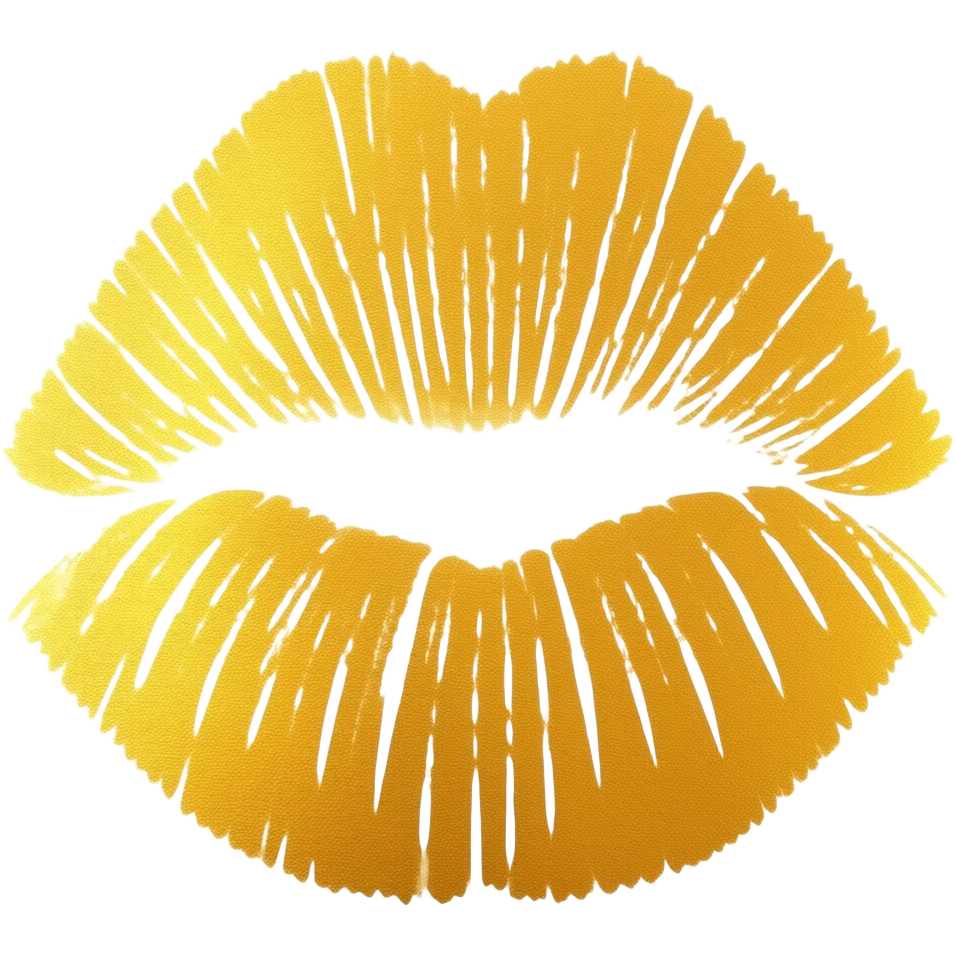 Золотой смазанный отпечаток губ emoji