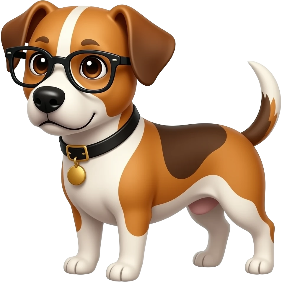waist shot of a dog with glasses on emoji